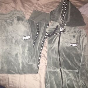 VS PINK green velvet jumpsuit